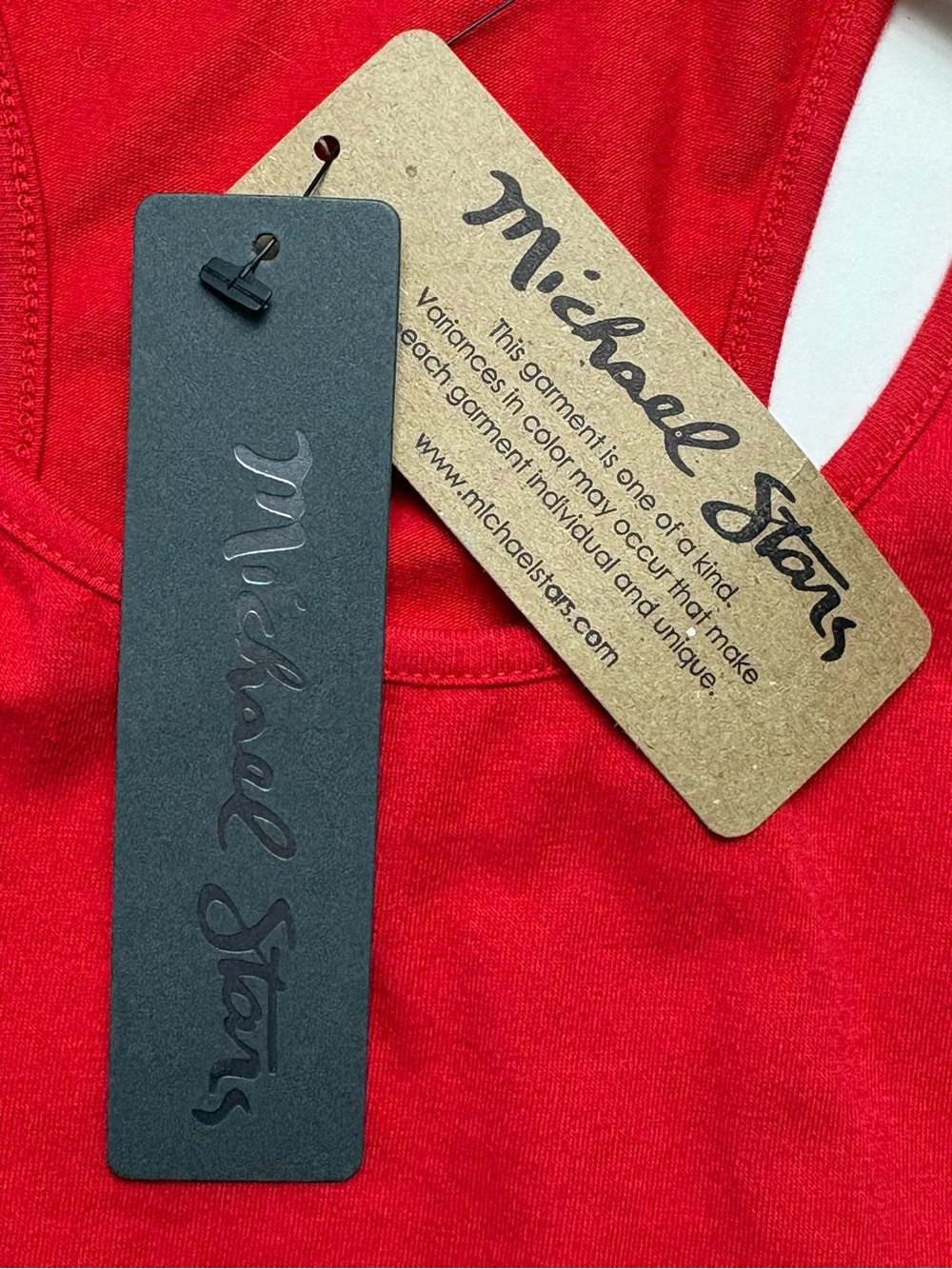 NWT Michael Stars Racerback Midi Dress Size M Ruched Red - Picture 13 of 13